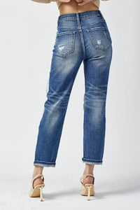 RISEN Distressed Patched Straight Jeans