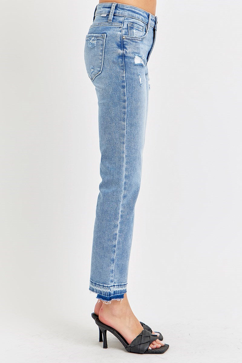 RISEN Mid Rise Released Hem Jeans