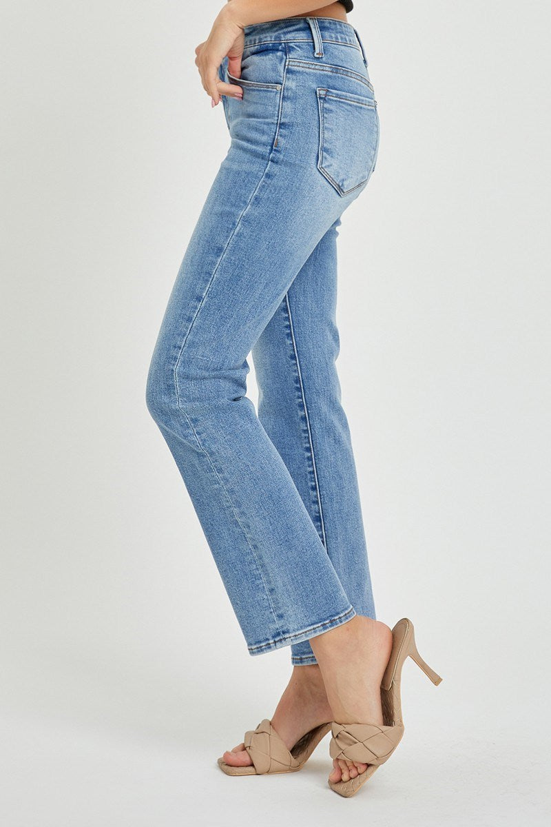 RISEN High Rise Ankle Straight Slim Jeans