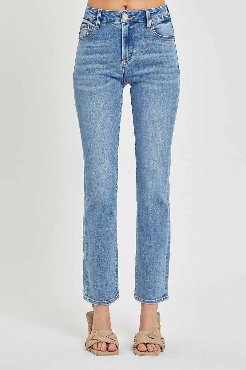 RISEN High Rise Ankle Straight Slim Jeans