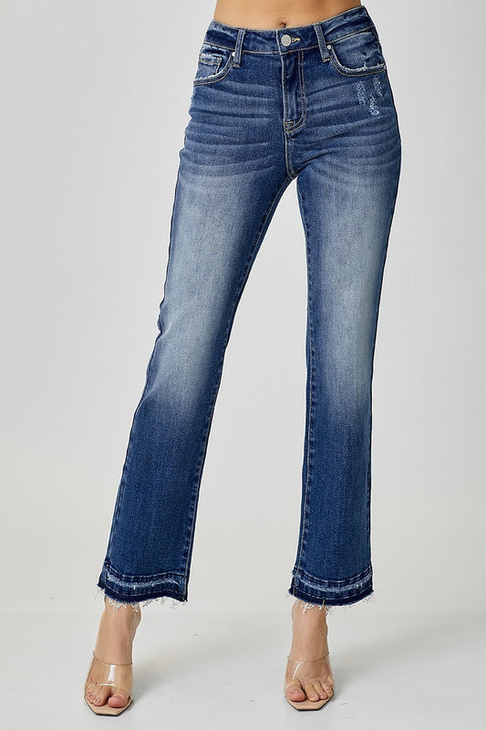 RISEN Released Hem Ankle Straight Jeans