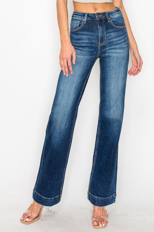 RISEN High Rise Dark Wash Straight Jeans