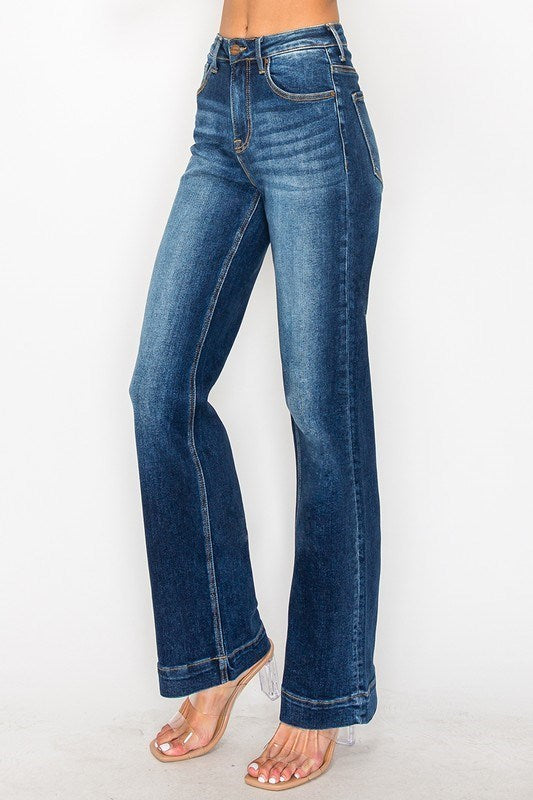 RISEN High Rise Dark Wash Straight Jeans