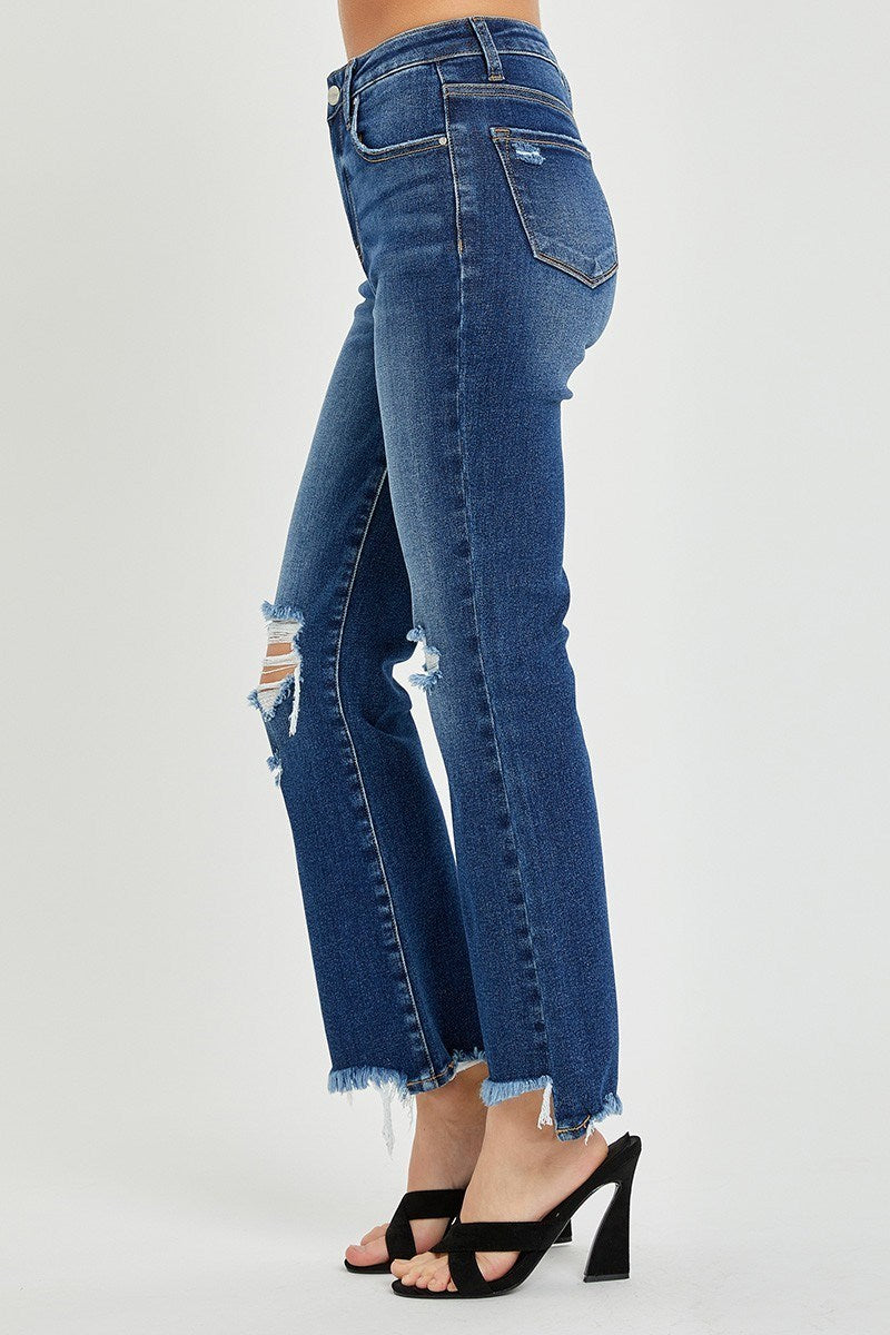 RISEN Dark Wash Crop Flare Jeans