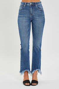 RISEN Frayed Hem Ankle Bootcut Jeans