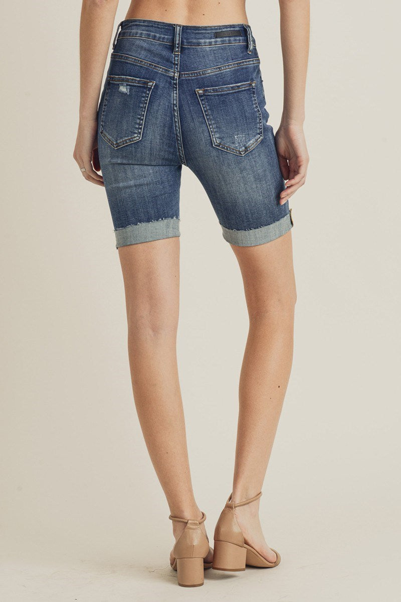 RISEN High Rise Distressed Denim Shorts