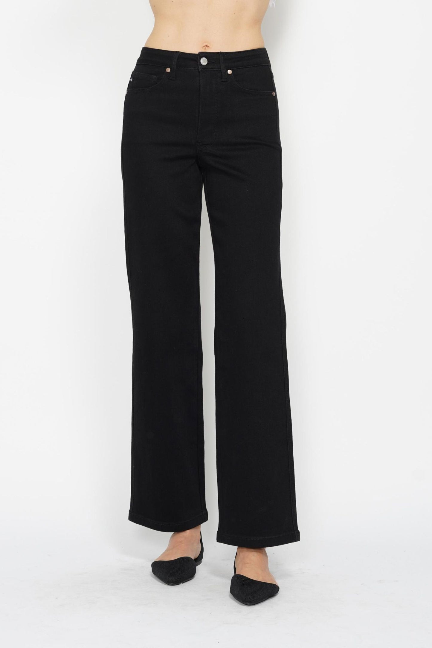 JUDY BLUE Tummy Control Black Straight Jeans