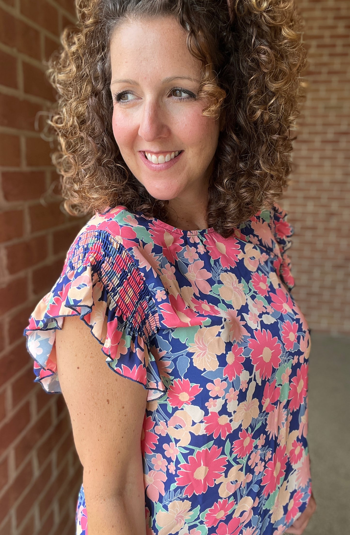 Floral Smocked Sleeve Top