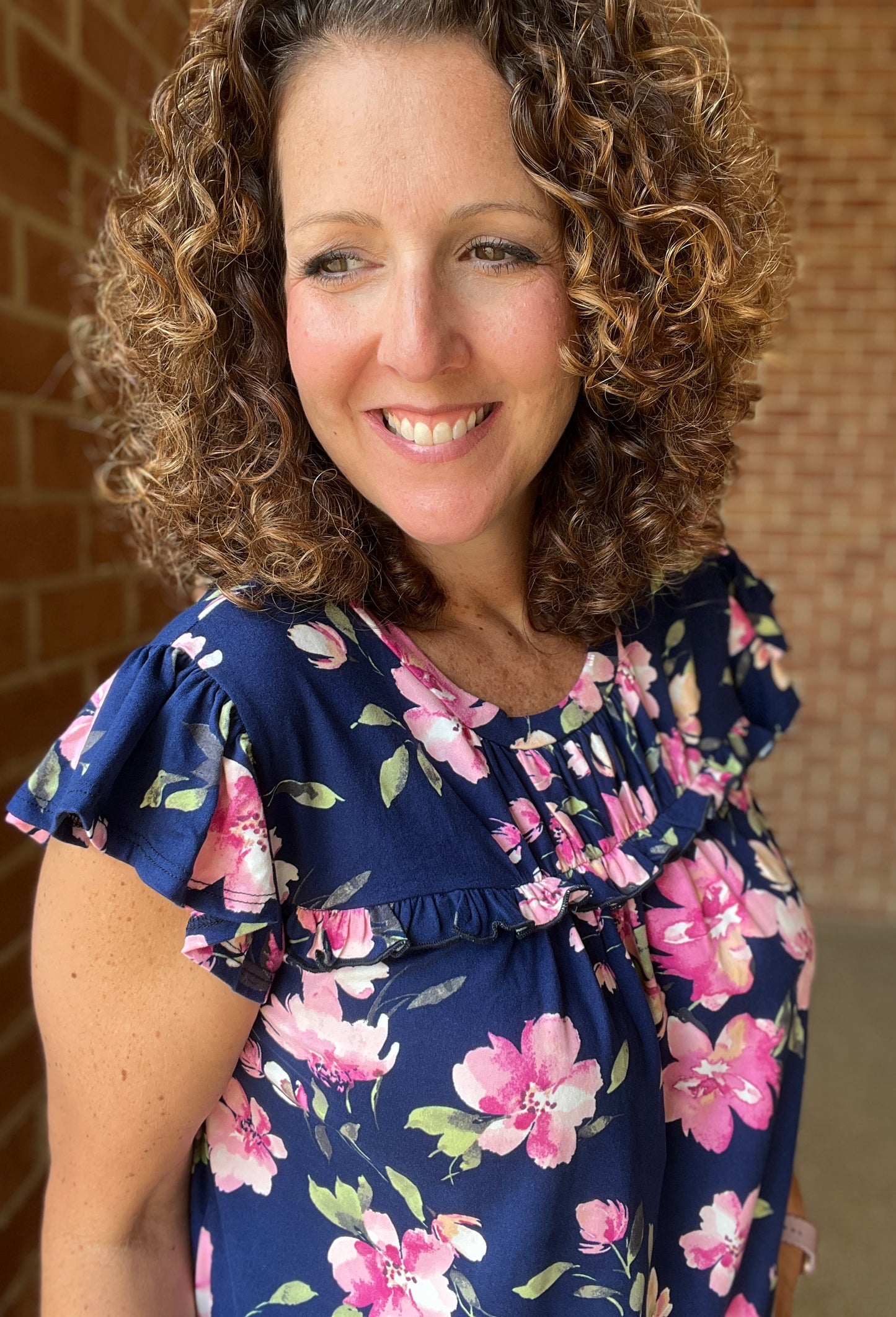 Ruffle Yoke Floral Top