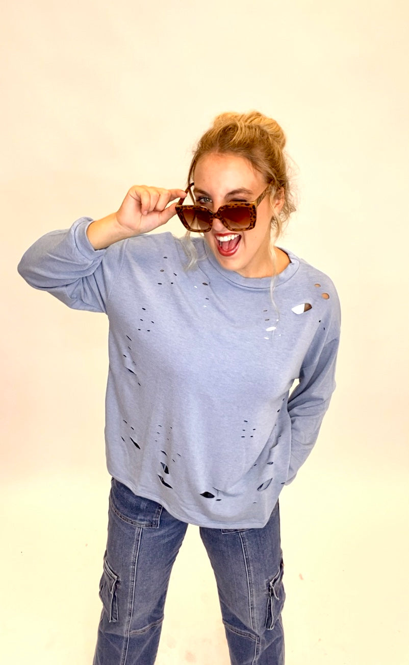 Distressed French Terry Sweatshirt