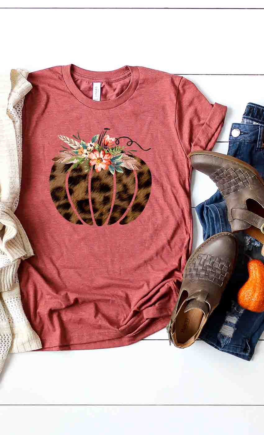 LEOPARD PUMPKIN & FLORAL Graphic Tee