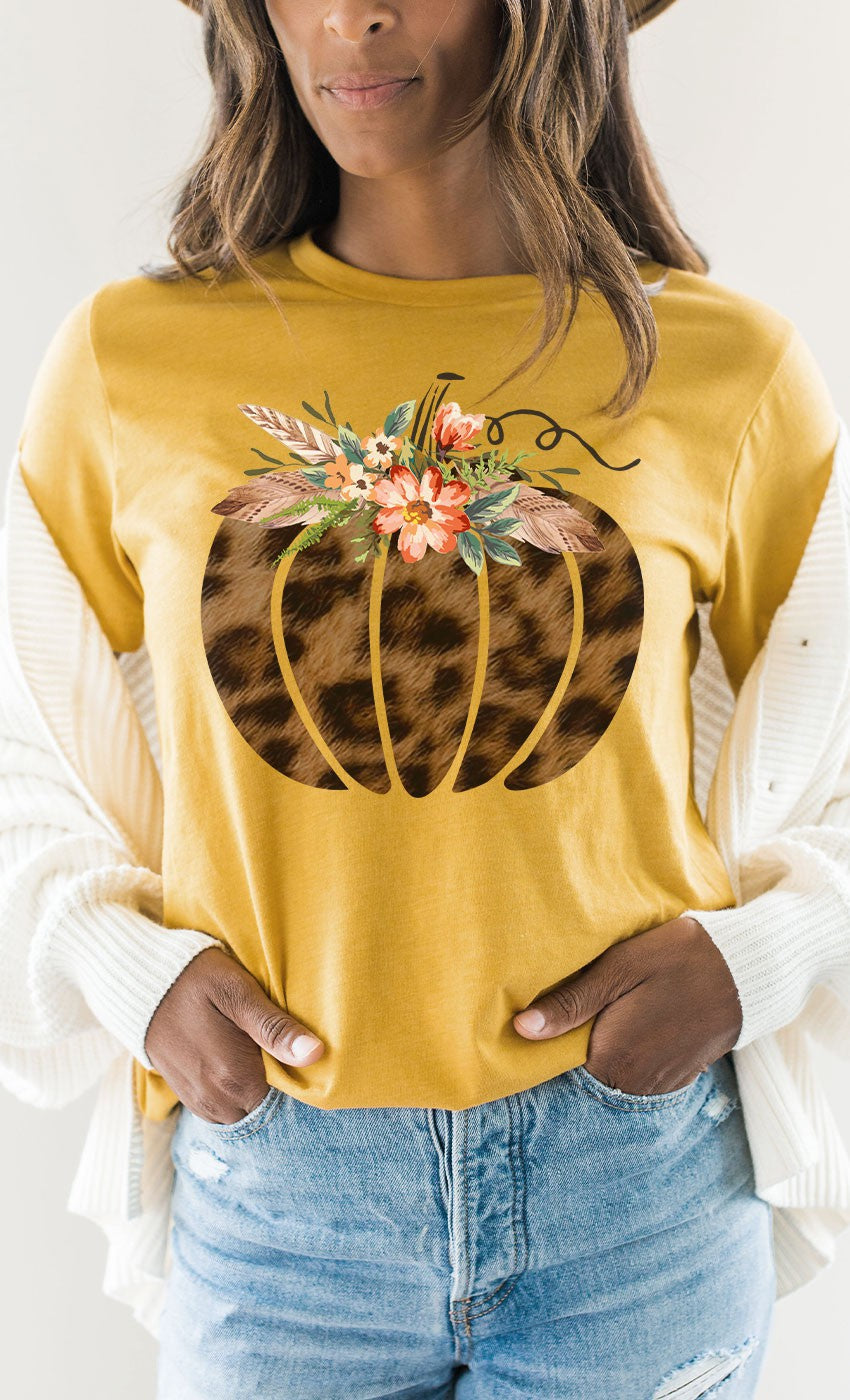 LEOPARD PUMPKIN & FLORAL Graphic Tee