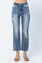 Load image into Gallery viewer, JUDY BLUE Distressed Release Hem Straight Leg Jeans