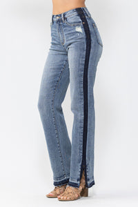 JUDY BLUE Side Seam Detail Straight Leg Jeans
