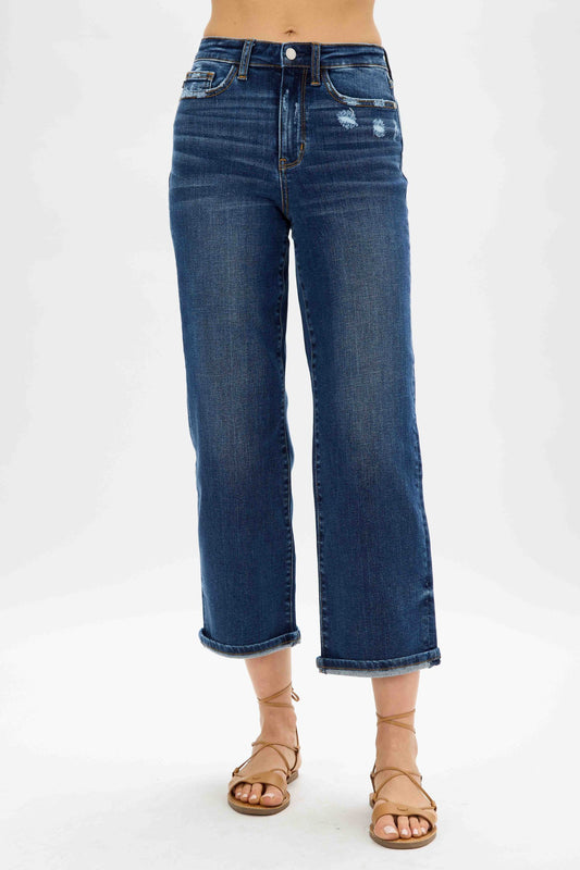 JUDY BLUE Dark Wash Wide Leg Jeans