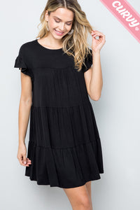 Curvy Tiered Dress with Cap Sleeves
