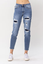 Load image into Gallery viewer, JUDY BLUE Navy Patch Distressed Jeans
