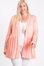 Load image into Gallery viewer, Curvy Jersey Cardigan with Lace Trim
