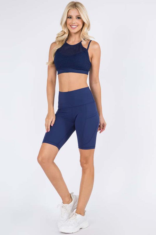 Active Biker Shorts with Pockets - NAVY