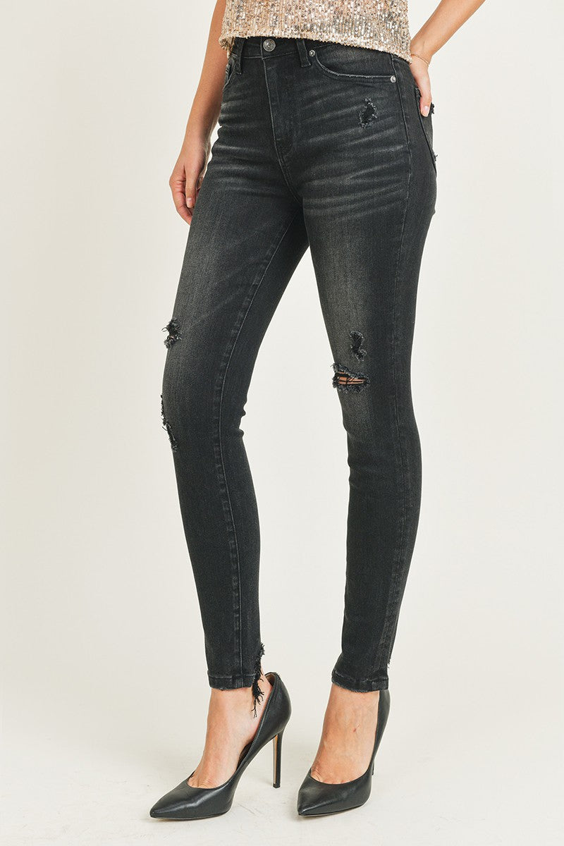 RISEN Vintage Wash Black Skinny Jeans