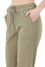 Load image into Gallery viewer, Drawstring Cuffed Hem Pants - LIGHT OLIVE