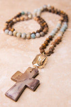 Load image into Gallery viewer, Natural Stone Necklace with Bold Cross