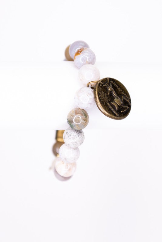 Chunky Bead Bracelet with Coin Charm