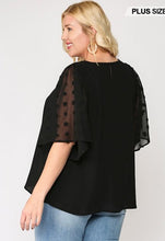 Load image into Gallery viewer, Hi Lo Curvy Blouse with Pom Pom Sleeves