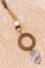 Load image into Gallery viewer, Long Necklace with Round Pendant and Polished Stone