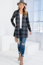 Load image into Gallery viewer, Curvy Plaid Open Cardigan - GRAY/BLACK