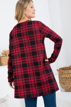 Load image into Gallery viewer, Curvy Plaid Open Cardigan - RED/BLACK