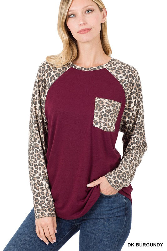 Leopard Raglan Sleeve Top