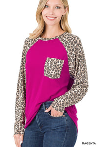 Leopard Raglan Sleeve Top