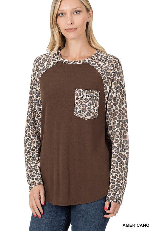 Leopard Raglan Sleeve Top