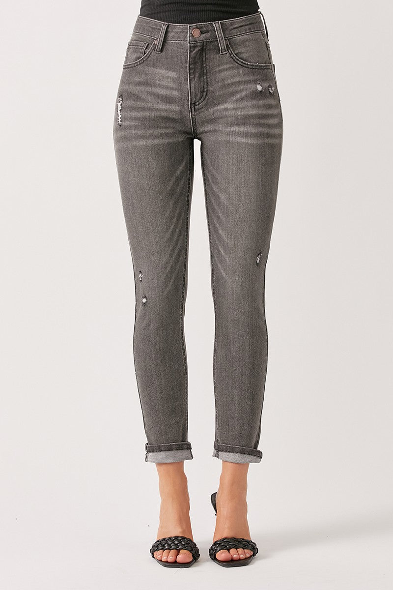 RISEN Gray Ankle Skinny Jeans