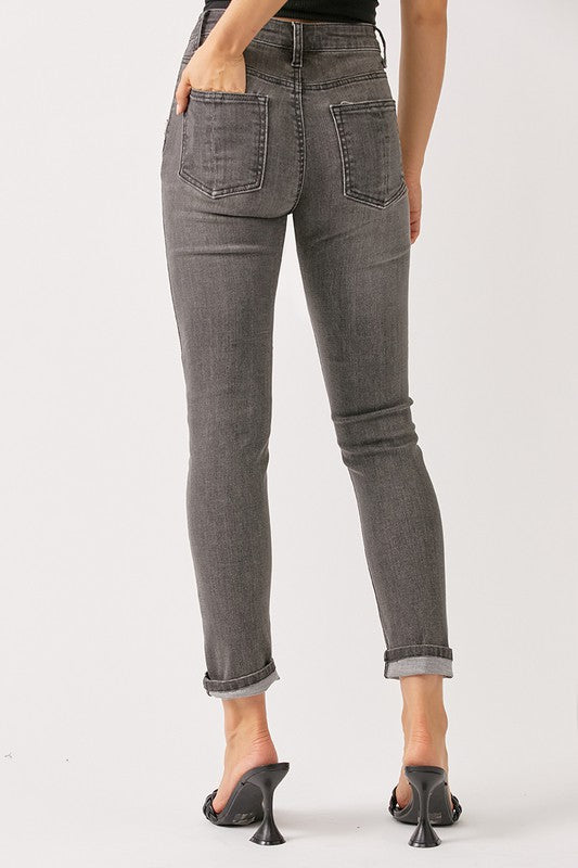 RISEN Gray Ankle Skinny Jeans