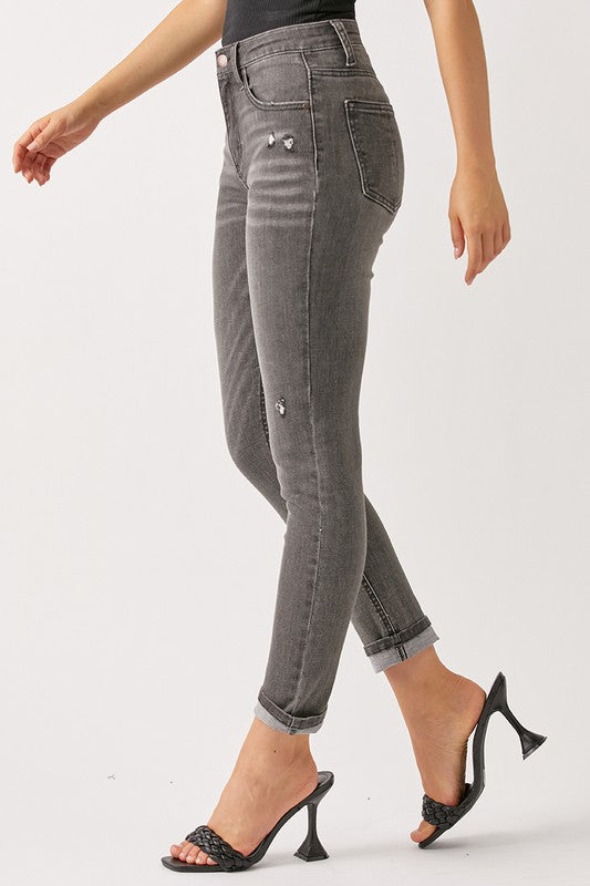 RISEN Gray Ankle Skinny Jeans