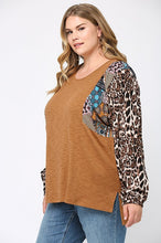 Load image into Gallery viewer, Mixed Animal Print Sleeve Curvy Top