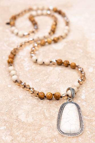 Bold White Stone Pendant Necklace