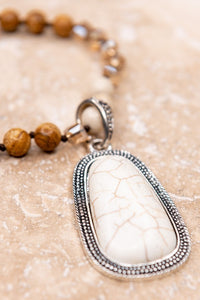 Bold White Stone Pendant Necklace