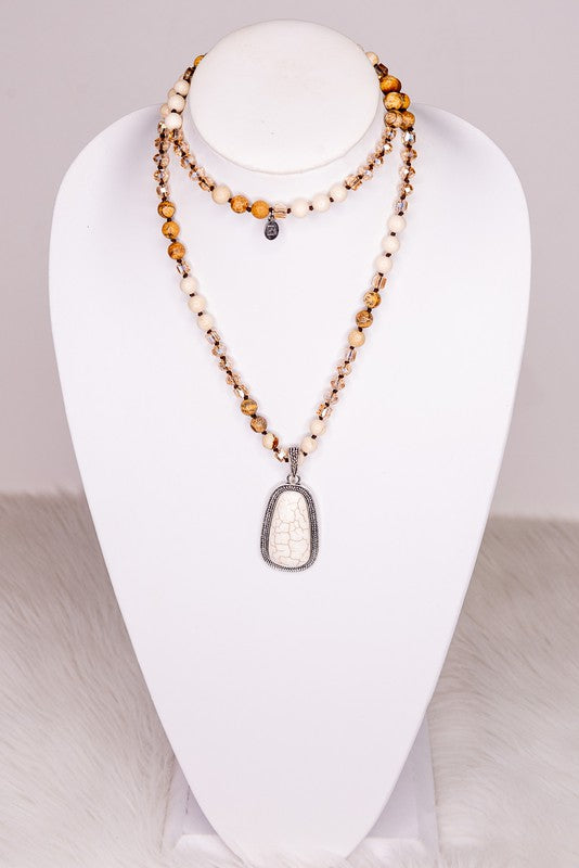 Bold White Stone Pendant Necklace