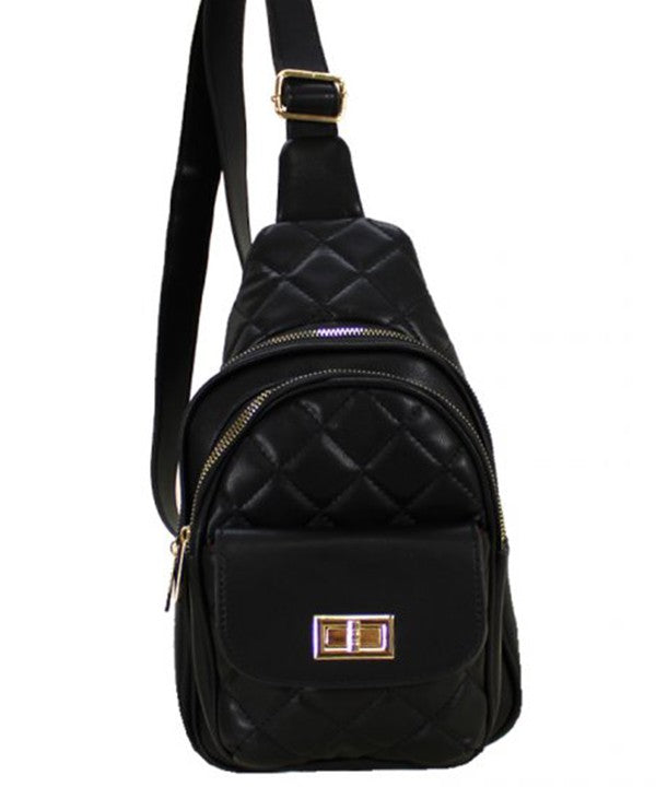 Faux Leather Quilted Sling Bag