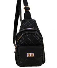 Load image into Gallery viewer, Faux Leather Quilted Sling Bag