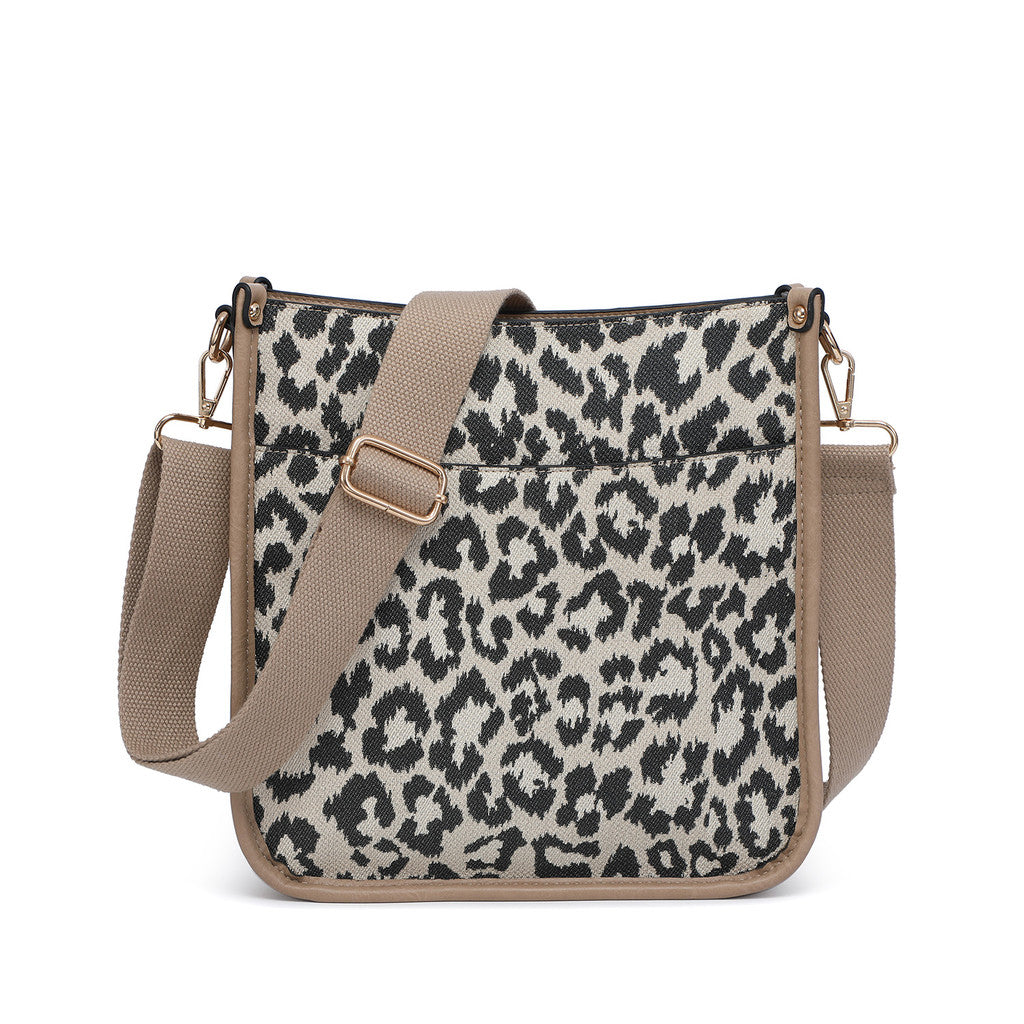 Black and Tan Leopard Crossbody Bag