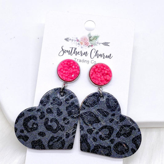 Leopard Heart Earrings