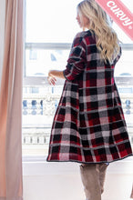Load image into Gallery viewer, Curvy Plaid Knit Cardigan