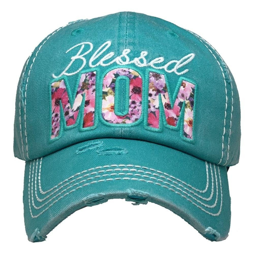BLESSED MOM HAT - TEAL