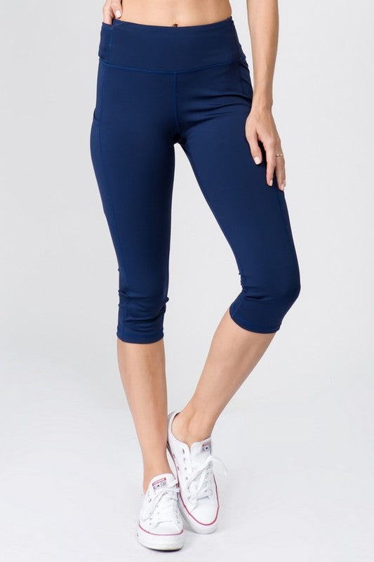 Active High Waist Tech Pocket Capris - NAVY