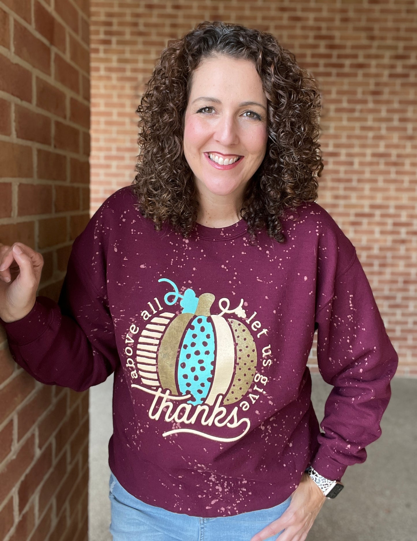 GIVE THANKS Bleached Pumpkin Sweatshirt