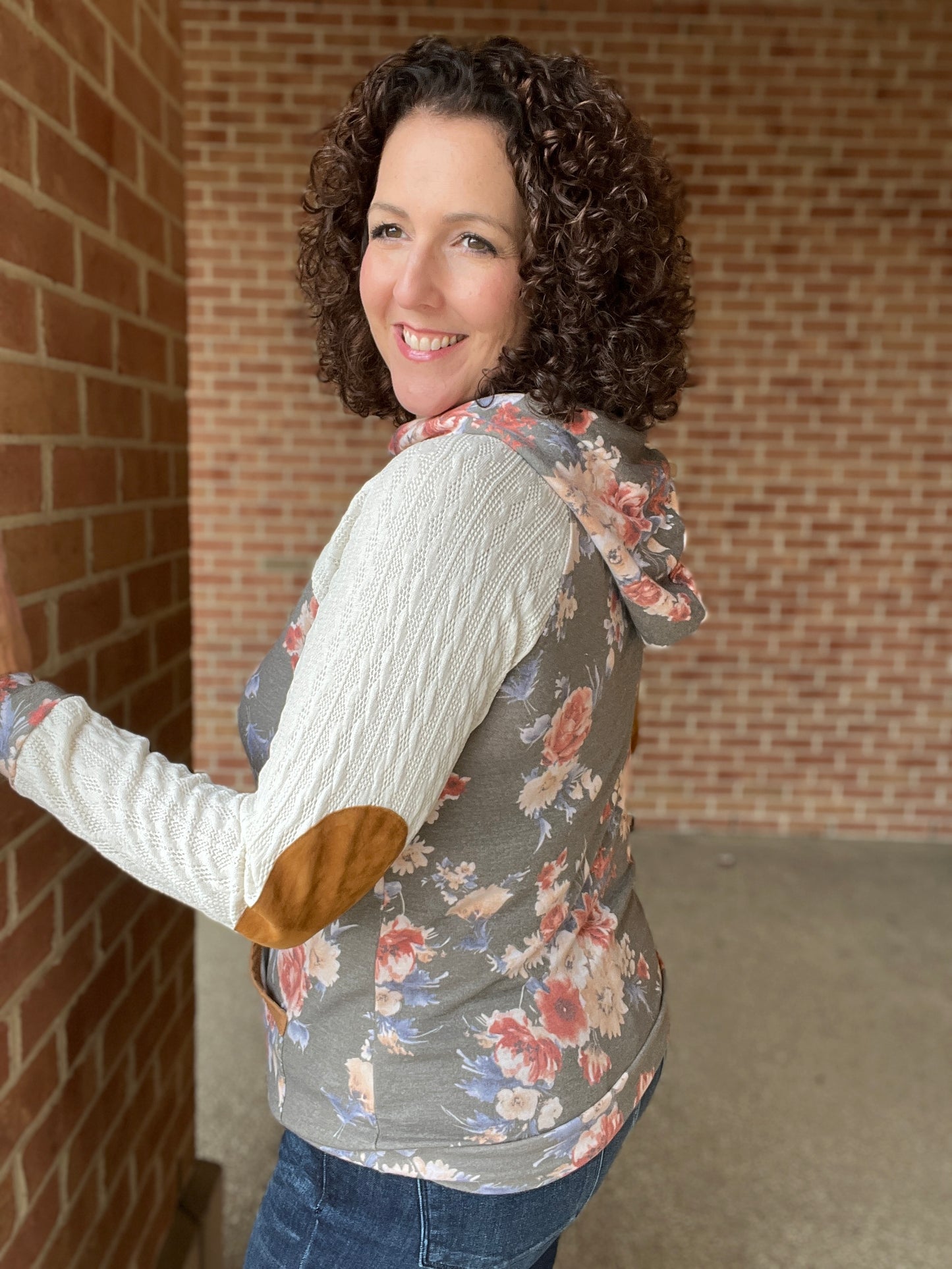 Floral and Cable Hoodie